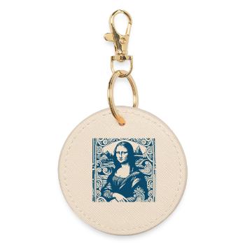 Motif Mona-Lisa moderne bleu avec imprimé vagues - Porte-clés rond - huître - Devant