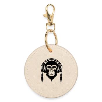 Motionless Monkey Head Calm Beat Edition Shirt - Round Keyring - oyster - Front