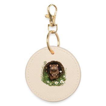 Souris des bois dans le portail des fleurs - Porte-clés rond - huître - Devant