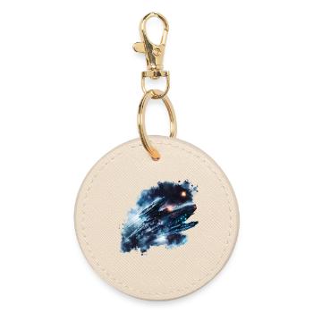 Nebelstern Spacefighter, SciFi UFO - Round Keyring - oyster - Front