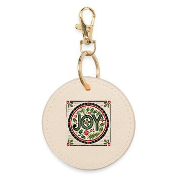 Couronne de houx Joy Roundel - Porte-clés rond - huître - Devant