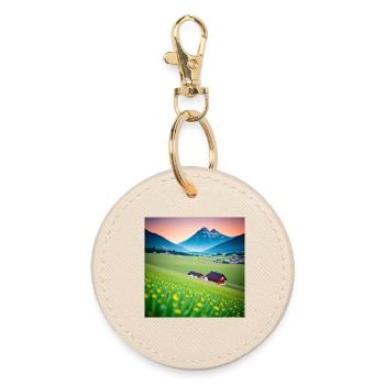 Alpine valley at dusk - Round Keyring - oyster - Front