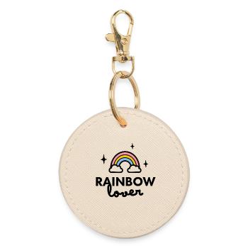 Rainbow Lover logo - Round Keyring - oyster - Front