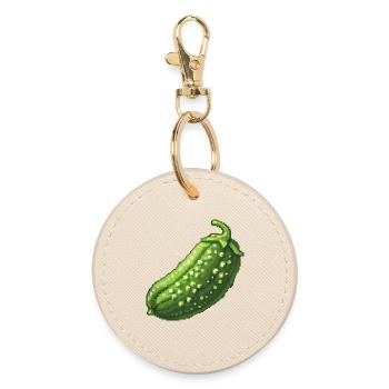 Pixel Cucumber Retro Green - Round Keyring - oyster - Front