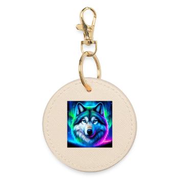 Wolf - Round Keyring - oyster - Front
