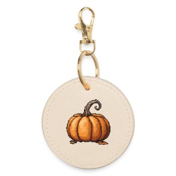 Pixel Kürbis Retro Halloween - Runder Schlüsselanhänger - Auster - Vorne