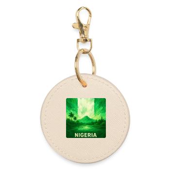 Nigeria Landscape Flags Design - Round Keyring - oyster - Front