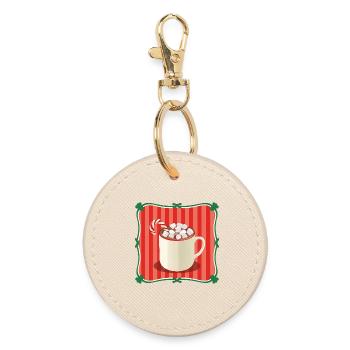 Chocolat chaud vintage Noël rétro - Porte-clés rond - huître - Devant