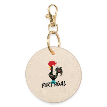 Coq de Barcelos symbole coloré du Portugal - Porte-clés rond - huître - Devant