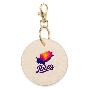 Ibiza Insel Urlaub Silhouette Sommer JGA Geschenk - Runder Schlüsselanhänger - Auster - Vorne