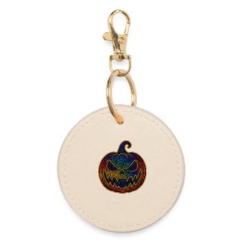 Glittering Rainbow Pumpkin for Halloween - Round Keyring - oyster - Front