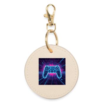 Neon Gaming Universe - Round Keyring - oyster - Front