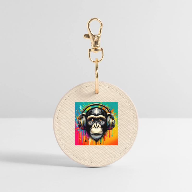 Chimpanzee Monkey Round Keyring