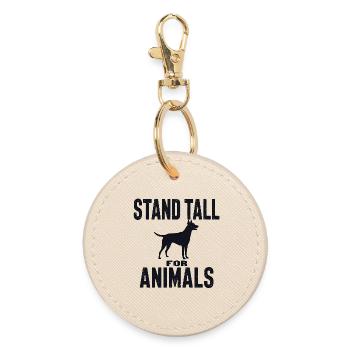 Stand Tall for Animals Dog Silhouette - Round Keyring - oyster - Front