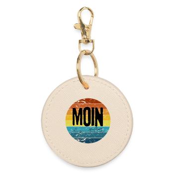 "MOIN Sunset" – Retro - Round Keyring - oyster - Front