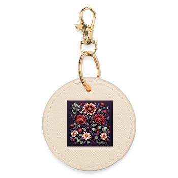 Purple Night Flowers - Round Keyring - oyster - Front