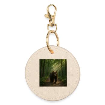 Sunbeams Bear in Forest - Round Keyring - oyster - Front