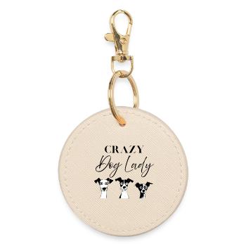 Funny saying for all women with dogs - Round Keyring - oyster - Front