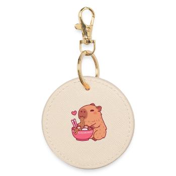 Le mignon capybara adore manger des nouilles ramen - Porte-clés rond - huître - Devant