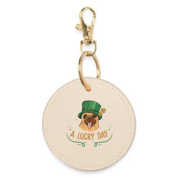 The Party Dog top Irisch Patricks Day Design - Runder Schlüsselanhänger - Auster - Vorne