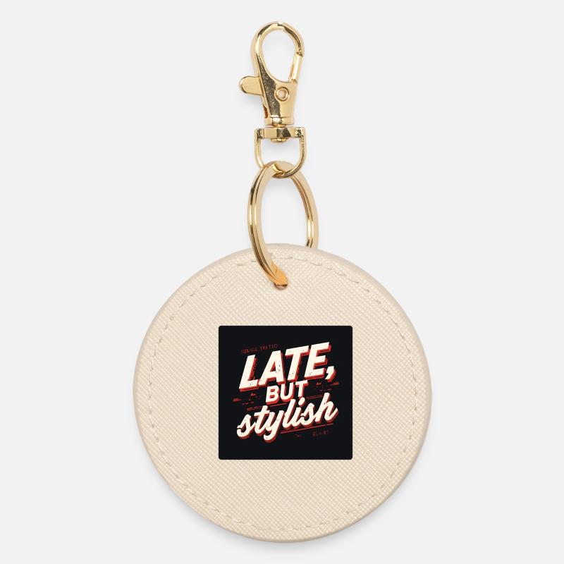 Late, But Stylish Retro Script - Porte-clés rond - huître