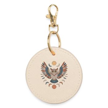 Boho Eule - Runder Schlüsselanhänger - Auster - Vorne