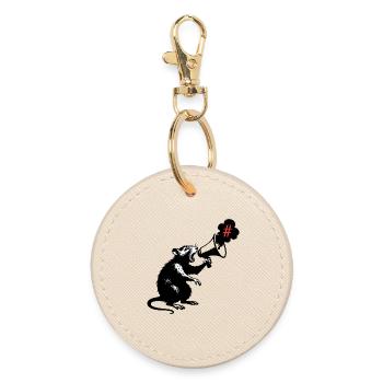 Rat makes stink | Street Art Stencil Style - Round Keyring - oyster - Front