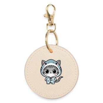 Cat Shark Cuddle Onesie - Round Keyring - oyster - Front
