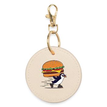 Un mignon pingouin dégustant un cheeseburger. - Porte-clés rond - huître - Devant