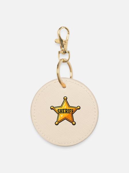 Sheriff Stern Abzeichen Design - Runder Schlüsselanhänger - Auster