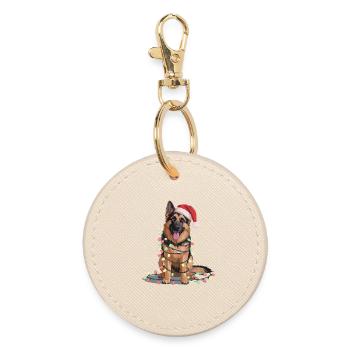 Chien de traîneau à la lueur des lumières - Porte-clés rond - huître - Devant
