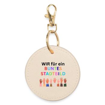 Wir für ein buntes Stadtbild. Bunte Nation - Runder Schlüsselanhänger - Auster - Vorne