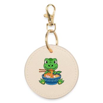 Drôle de nouilles Ramen Vert Dinosaure - Porte-clés rond - huître - Devant