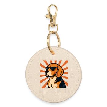 Chien Beagle avec lunettes de soleil rétro - Porte-clés rond - huître - Devant