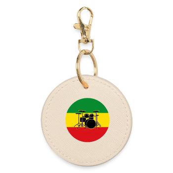 Silhouette de tambours reggae - Porte-clés rond - huître - Devant