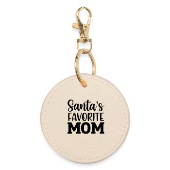 Santa's Favorite Mom - Runder Schlüsselanhänger - Auster - Vorne
