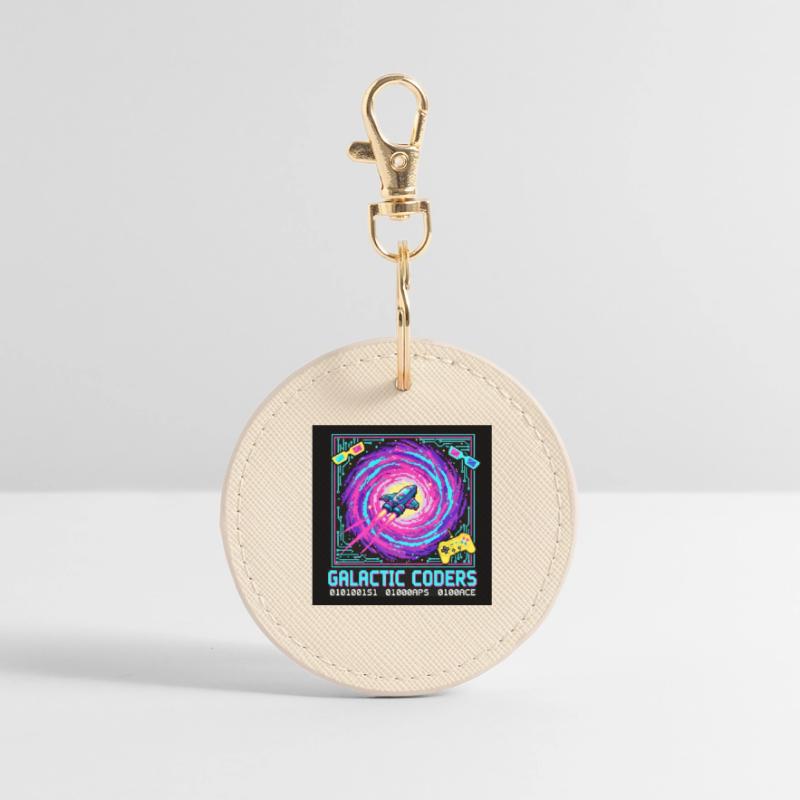 Galactic Coders Neon Pixel Round Keyring