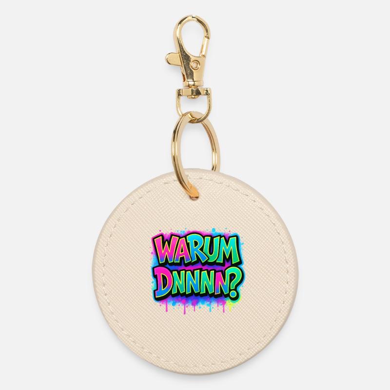 Why DNNN? Neon Graffiti - Round Keyring - oyster