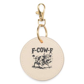 vache en colère drôle sarcasme chemise ferme - Porte-clés rond - huître - Devant