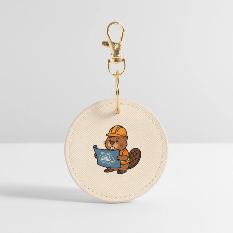 Beaver Construction Worker Bob Master Builder Plan Construction Dam Round Keyring