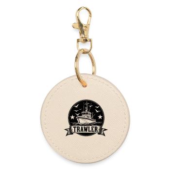 Cutter Nautical Seal Motif - Round Keyring - oyster - Front