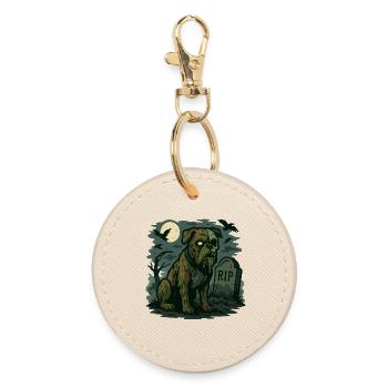 Zombie Bulldogge - Untoter Hund Halloween Design. - Runder Schlüsselanhänger - Auster - Vorne