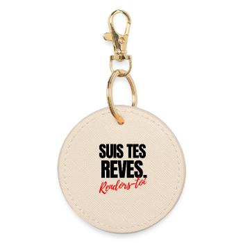 Follow your dreams, go back to sleep - Round Keyring - oyster - Front