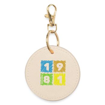 44. Geburtstag Farbige Patches since 12/1981 - Runder Schlüsselanhänger - Auster - Vorne