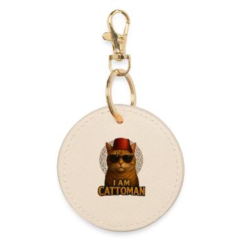 I Am Cattoman – Vintage Streetwear mit Retro-Katze - Runder Schlüsselanhänger - Auster - Vorne