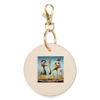 Volée d’oiseaux animée sur la plage - Porte-clés rond - huître - Devant