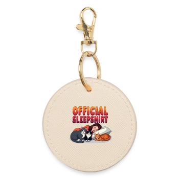 Official Sleep Shirt Cats - Round Keyring - oyster - Front