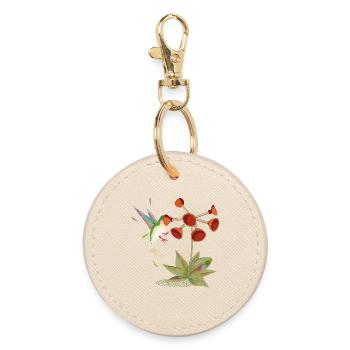 Hummingbird meets suction bell flower – funny motif - Round Keyring - oyster - Front