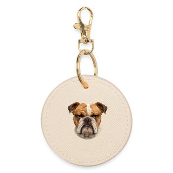 Bulldog Gaze Hard Serenity - Round Keyring - oyster - Front