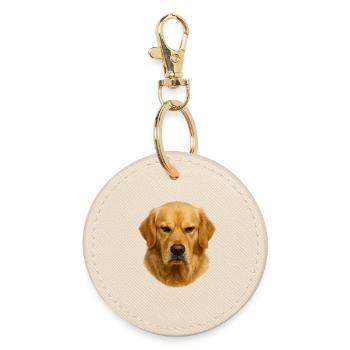 Golden Retriever Head Portrait - Round Keyring - oyster - Front
